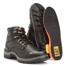 Bota Masculina Caterpillar Original Couro Cor Preto Palmilha gel Confortável.