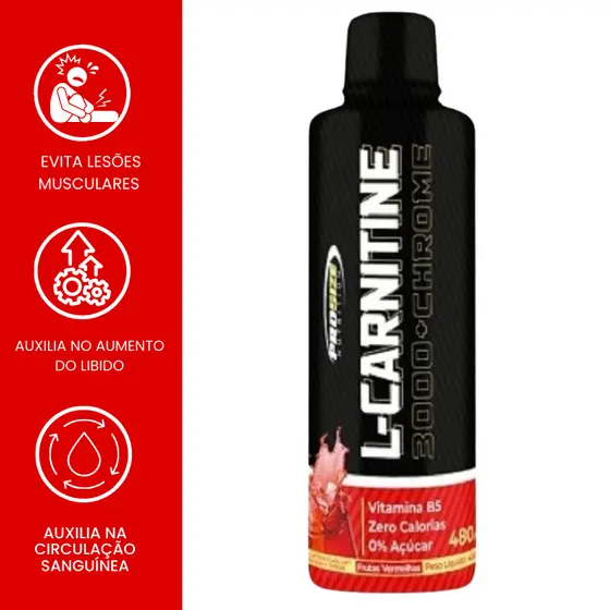 L-Carnitina 3000 + Chromium 480ml Frutas Vermelhas - Prosize Nutrition