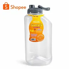 Garrafa Plástica 1,5L Plasvale Tampa Flip Top Cinza BPA Free Alta Resistência 1/2/5/10 Unidades