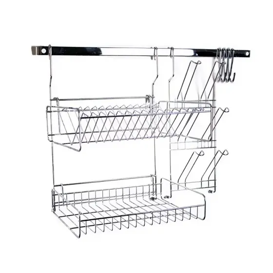 Escorredor de Louça Suspenso Organizador Pia Porta Copos Pratos Para Bancada Cozinha Autossustentável Barra Modular INOX