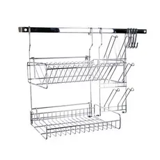 Escorredor de Louça Suspenso Organizador Pia Porta Copos Pratos Para Bancada Cozinha Autossustentável Barra Modular INOX