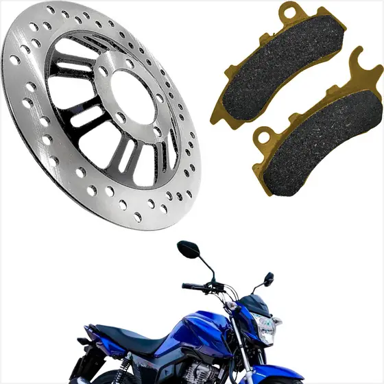 Kit Disco de Freio Dianteiro + Pastilha de Freio Honda Cg Titan Fan 160 2018 a 2024 Cbs Combi Brake