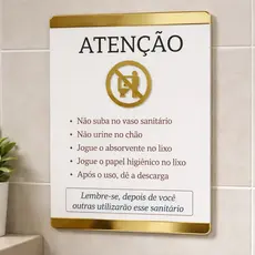 Placa De Porta Sinalização Interna Regras Banheiro Unissex feminino ou masculino 14x17