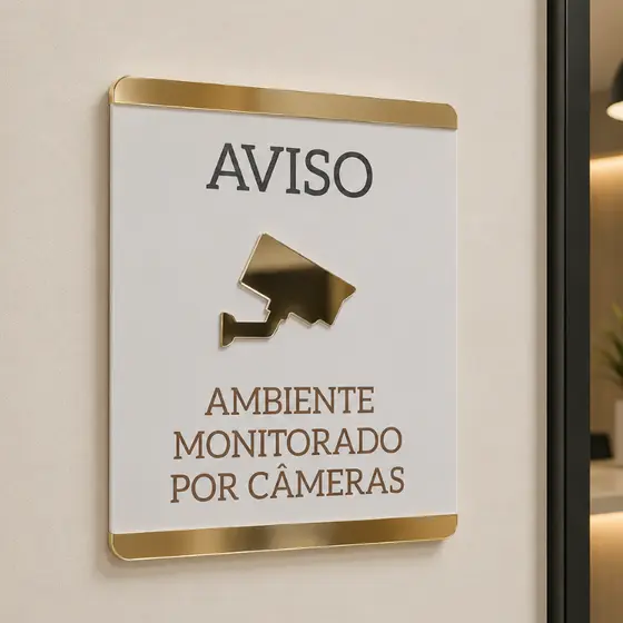 Placa De Sinalização Área Monitorada Câmeras 14x17 Cm