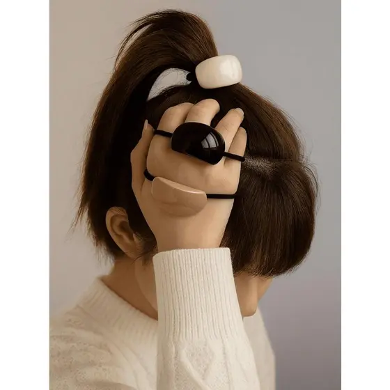 Kit com 3 Elásticos para Cabelo Cor de Chá com Leite - Alta Elasticidade e Versatilidade