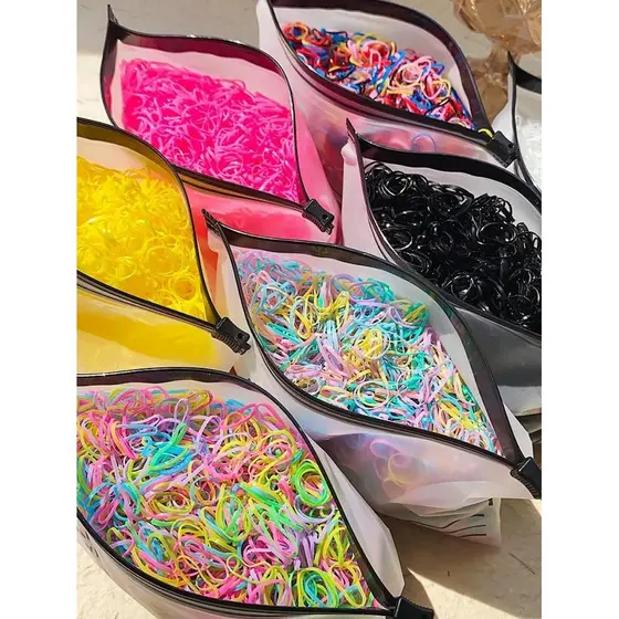 500 Peças Elásticos De Cabelo Com Bolsa de Silicone Para Uso Casual Descartável