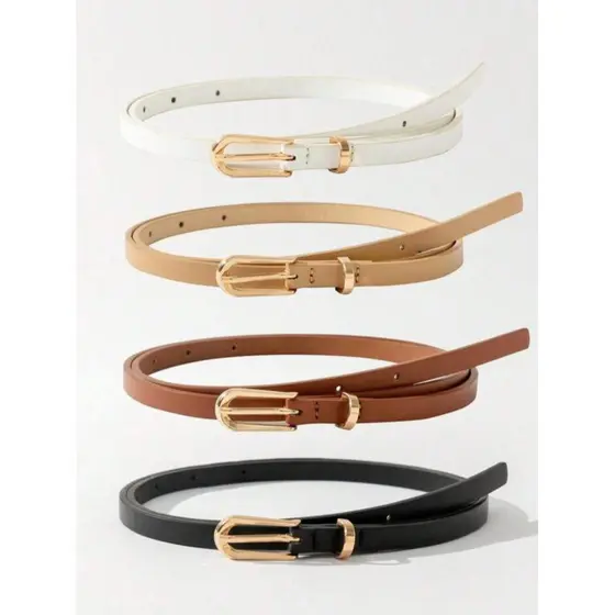 4 Peças Conjunto De Cintos Femininos Com Fivela Dourada Fina, Verão, Escola, Outono