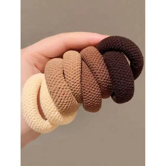 Conjunto de 10 Scrunchies Elásticos Grossos em Cores Variadas Acessórios para Cabelo Esportivos e Cotidianos