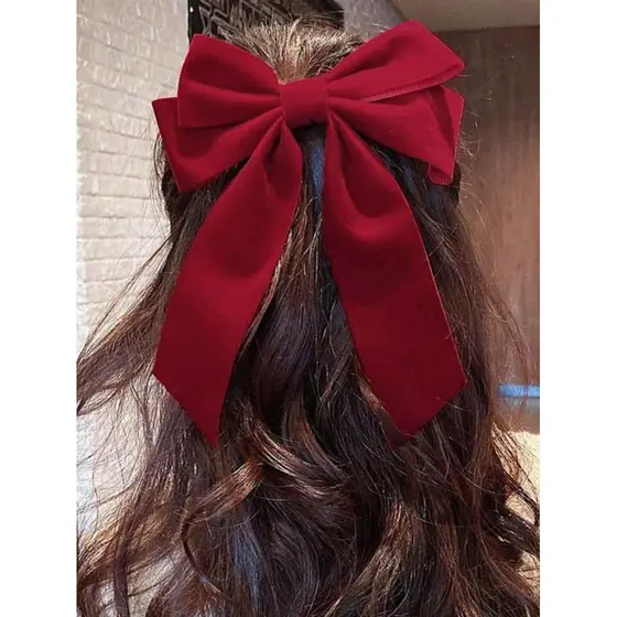 Fecho de cabelo decorado com laço sólido para penteado diário, adequado para campus,  viagens diárias, bonitinho