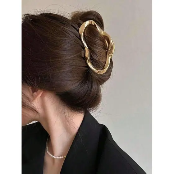 1 Peça Presilha De Cabelo De Metal 7cm, Tamanho Grande, Para Penteados De Coque Para Mulheres, Designer De Mandíbula