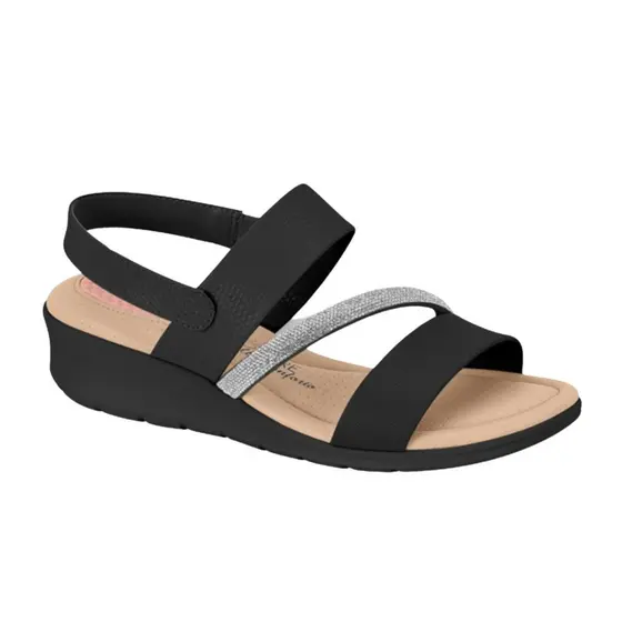 Sandalia Modare Feminina Confortavel Ortopédica Strasss Esporão Fascite Plantar Ref: 7190.101