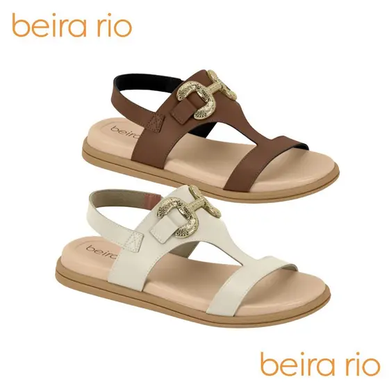 Sandalia Papete Chinelo Feminino Beira Rio Confortavel Detalhes Fivela Metal Ref: 8513.136