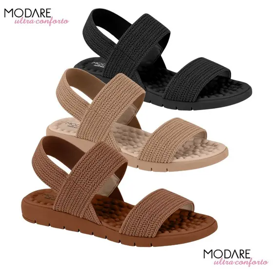 Sandalia Feminina Modare Ortopedica Elastico Massageadora Confortavel Ref: 7162.306