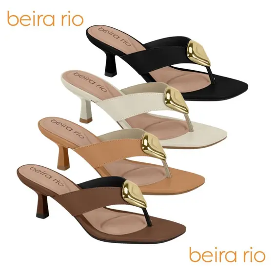 Sandália Tamanco Feminino Beira Rio Salto Médio Taça Festa Casual Ref: 8562.101