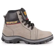 Bota Original Caterpillar Masculina Confortável Couro palmilha a Gel Cinza Impermeável.