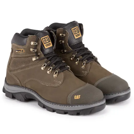 Bota Caterpillar Original Masculina palmilha a Gel Couro Legitimo Verde Impermeável Confortável.