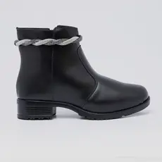 Bota Feminina Casual Estilo Coturno Reforçada Leve Confortável Com Detalhe Em Brilho