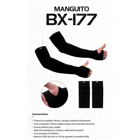 Manguito Protetor Solar UV Preto para Braço