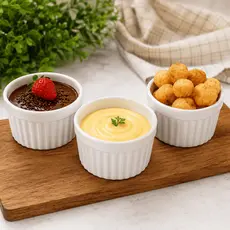 Kit 3 Ramequim Canelado Tigela 150ml Porcelana Branca Restaurante Hotel Cozinha