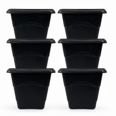 Kit 6 Vasos para Plantas Quadrados Preto 5,5 L Decoração Casa Jardim Plástico Resistente