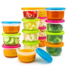 Kit Mini Potes Com Tampa Congelar Papinha Frutas Leite Pó Livre De BPA Introdução Alimentar Bebê