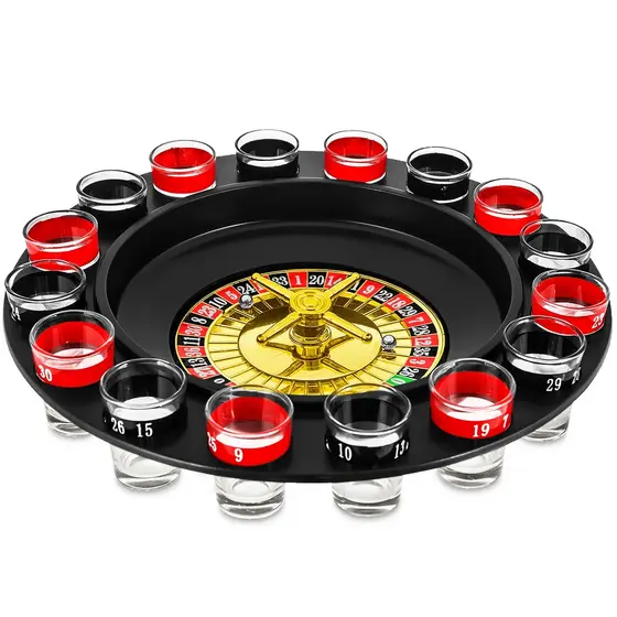 Jogo De Roleta Drink Cassino 16 Copos Vidro Vidro Shot Dose Bebida Diversão Festas