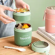 Marmita Infantil Adulto Pote Térmico Hermético Até 710ml Alimentos Parede Dupla Inox Alça Colher