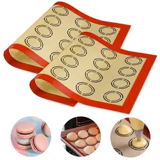 KIT Tapete De Silicone E Fibra De Vidro Antiaderente Culinário Assar Biscoitos Macarons Forno Freezer