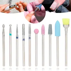 Kit 10 Brocas Diamatadas para Unhas Acrigel Gel Fibra Porcelana Decoração Limpeza Lixadeira Motor Elétrico OFERTA
