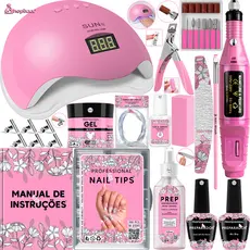 Kit Unha Gel Completo Cabine Sun 5 48W Digital Lixadeira Elétrica Caneta Pedicure e Manicure Alongamento De Unhas