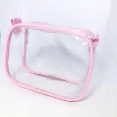 MINI necessaire transparente e ROSA 15x12 para maquiagem - maternidade - esmalte - para viagem - multiuso