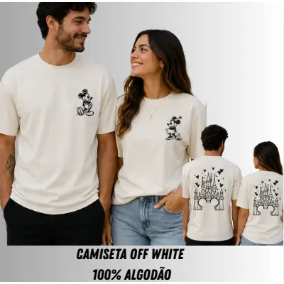 Camiseta off white michkey castelo  frente e costa viagem 100% algodão envio full