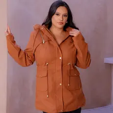 parka plus size feminina tecido lã batida toda peluciada por dentro de alta qualidade com capuz removível vários cores