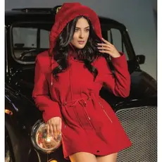 parka feminina lã batida de alta qualidade com capuz removível vários cores
