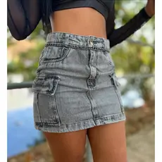 mini saia jeans cargo grafite feminina tendencia de alta qualidade empina bumbum