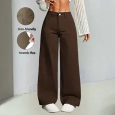 calça jeans wide leg feminina tecnologia empina bumbum e cintura alta de melhor qualidade super tendência
