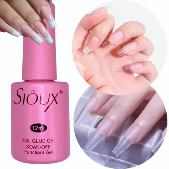 Cola de Unha em Gel Líquida Sioux 12ml - Secagem UV/LED, Alta Fixação, Resistente à Água