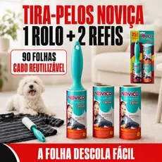 Rolo Adesivo Tira Pelos Noviça Bettanin Original + 2 Refis 90 Folhas Pet Roupa Sofá Removedor
