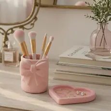 Porta Pinceis de maquiagem ou canetas coquette organizador Premium bandeja coração