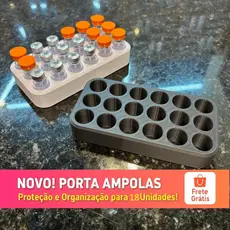 Bandeja Porta Ampolas 18 unid 3ml + Tampa Protetora. Design Moderno e Durável para Saloes Clinicas