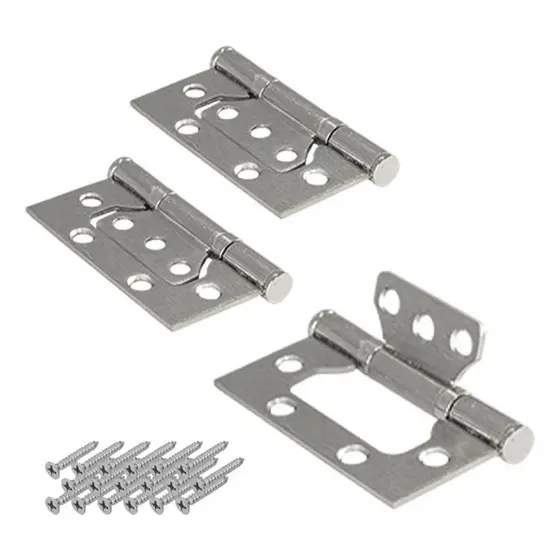 Dobradiça Sobrepor Inox Escovado Com Rolamento 3x2,5 Kit 3un