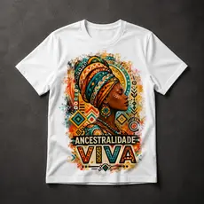 Camiseta Masculina Ancestralidade Viva Cultura Afro Africana Turbante Étnica Consciência Negra