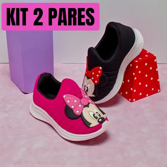 Kit 2 pares Tênis Meia Infantil Menina Calce Fácil Confortável Macio Escolar Casual Básico Promoção