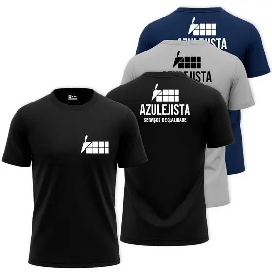 Kit com 3 Camisas Camisetas Masculinas AZULEJISTA REVESTIMENTOS E PISOS Uniforme Profissão Blusa Dry Fit