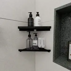 Porta Shampoo Sabonete Parede Banheiro Suporte Canto Preto