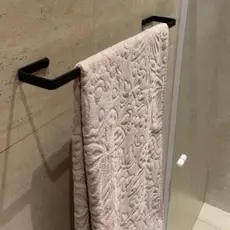 Porta Toalha Para Banheiro Parede Suporte De Banho Banheiro Preto Fosco Supremo Alumínio