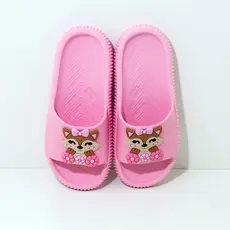 Chinelo Nuvem Raposa Slide Leve Flexível Infantil Juvenil Feminino Rosa