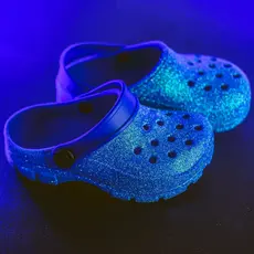 Babuche Glitter Azul Menina Brilho Infantil Criança Papete Leve Confortável Estiloso