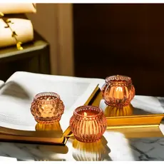 Castiçal Ambar + Vela Casamento Porta Velas Mesa Posta Decorativo Festa Luxo Jantar Casamento