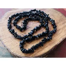 Colar Fio Cascalho Pedra Onix Preta Negra- Proteção